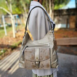 Firenze Bella Shoulder Bag Tooled Leather Hobo Bag